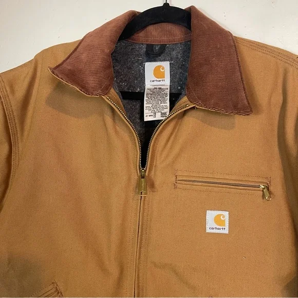 Carhartt Men's Size 48 Blanket Lined Detroit Jacket Tan Brown Zipper Zip Up - Picture 2 of 10